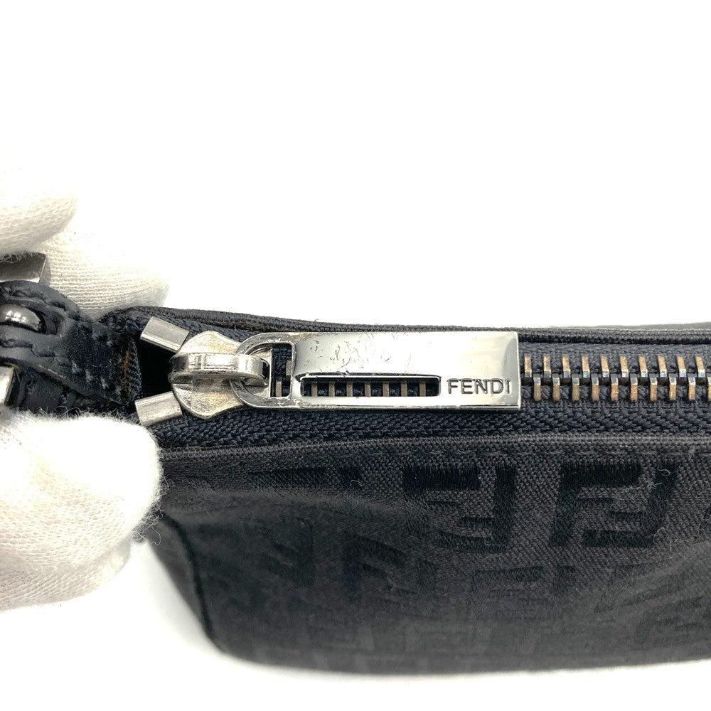 Fendi 8BR249 Zucchino Accessory Pouch Mini Bag in Canvas and Leather, Black PRE-OWNED