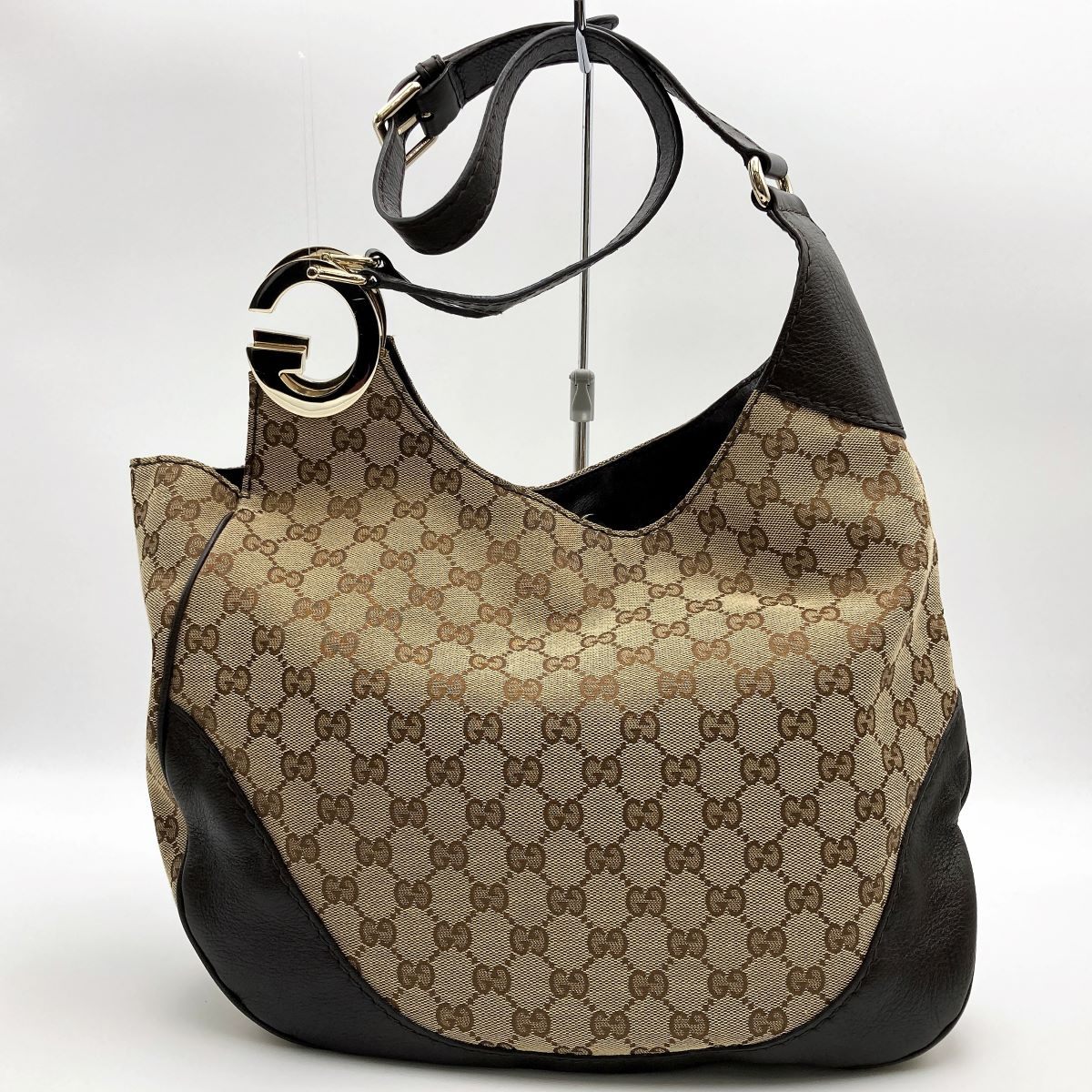 Gucci 203503 Charlotte Shoulder Bag in GG Canvas and Leather, Brown PRE-OWNED