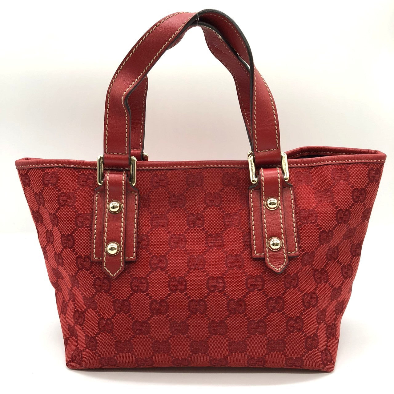 Gucci 257249 Handbag Mini Bag Small Red GG Canvas/Leather PRE-OWNED