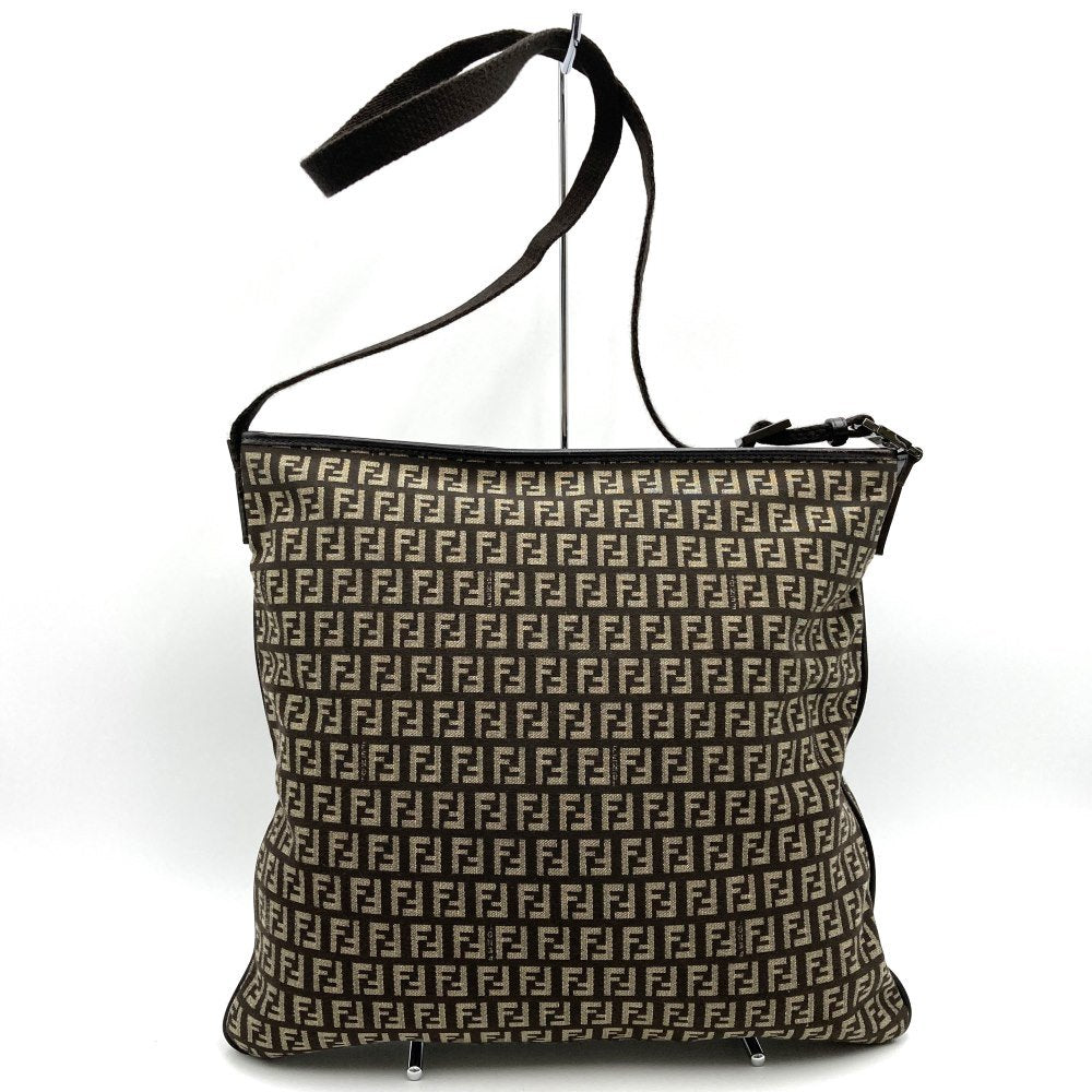 Fendi Zucchino Shoulder Bag/Crossbody Bag Canvas/Leather Brown Pre-owned