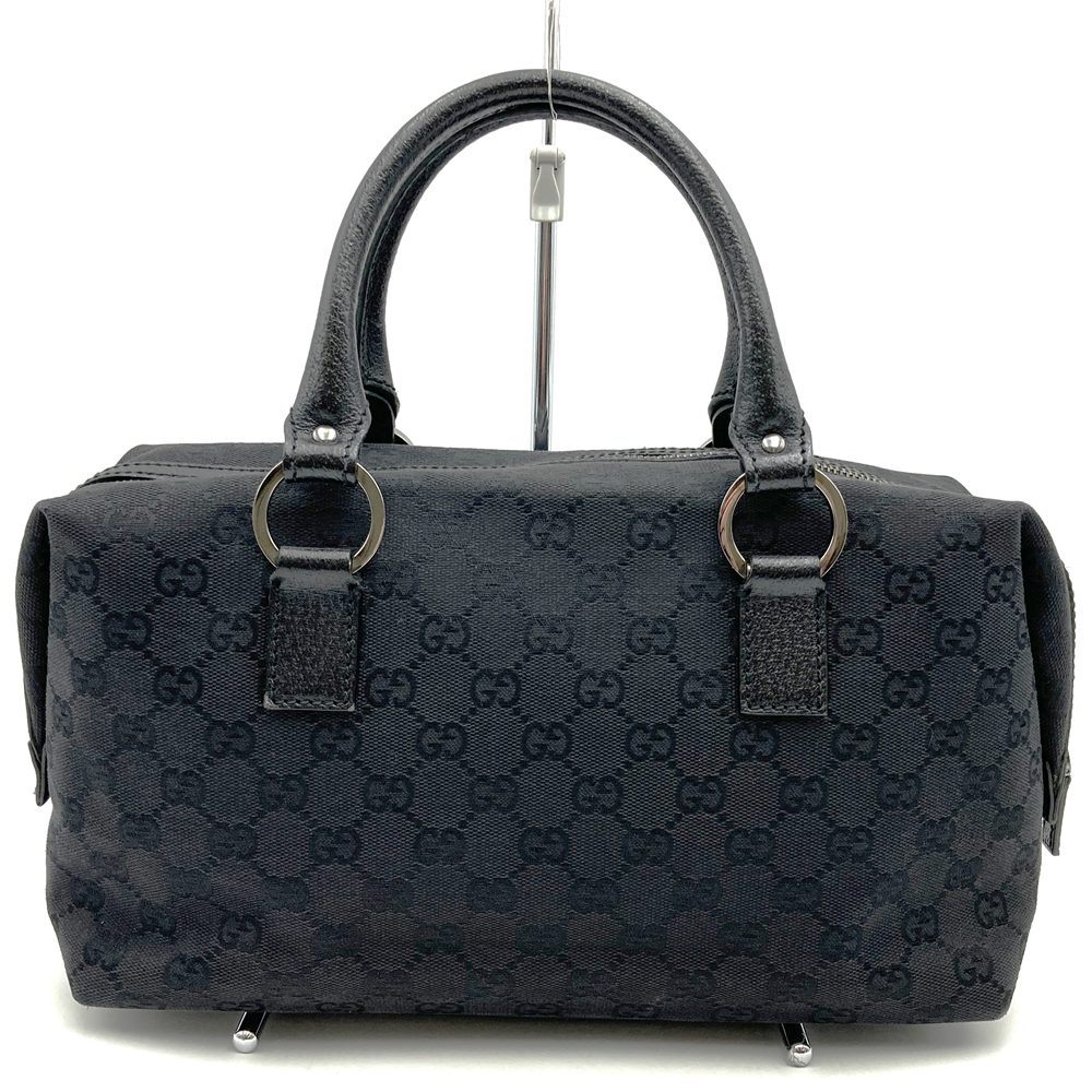 Gucci 113009 Handbag Black GG Canvas/Leather Luxury Brand PRE-OWNED