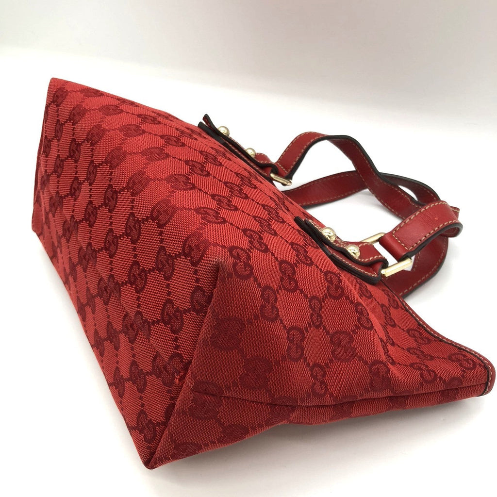 Gucci 257249 Handbag Mini Bag Small Red GG Canvas/Leather PRE-OWNED