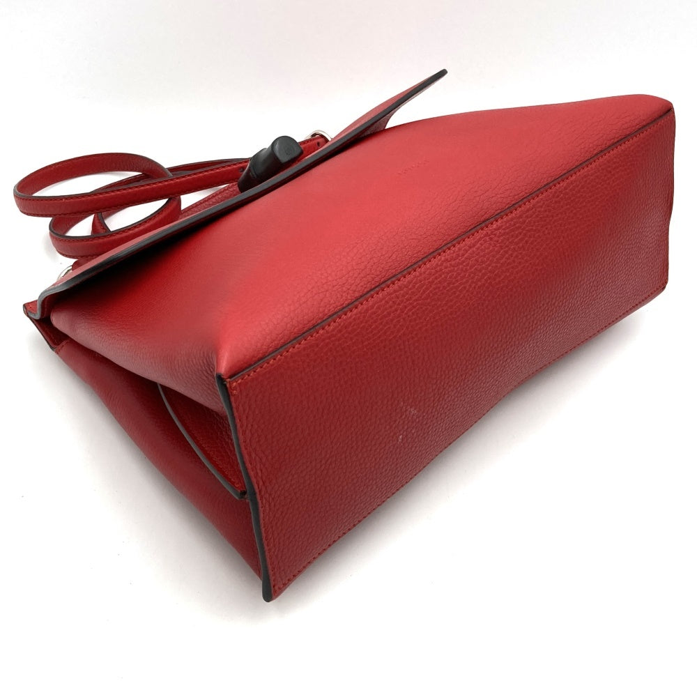 Gucci 392013 Bamboo 2-Way Handbag/Shoulder Bag Leather Red Pre-owned