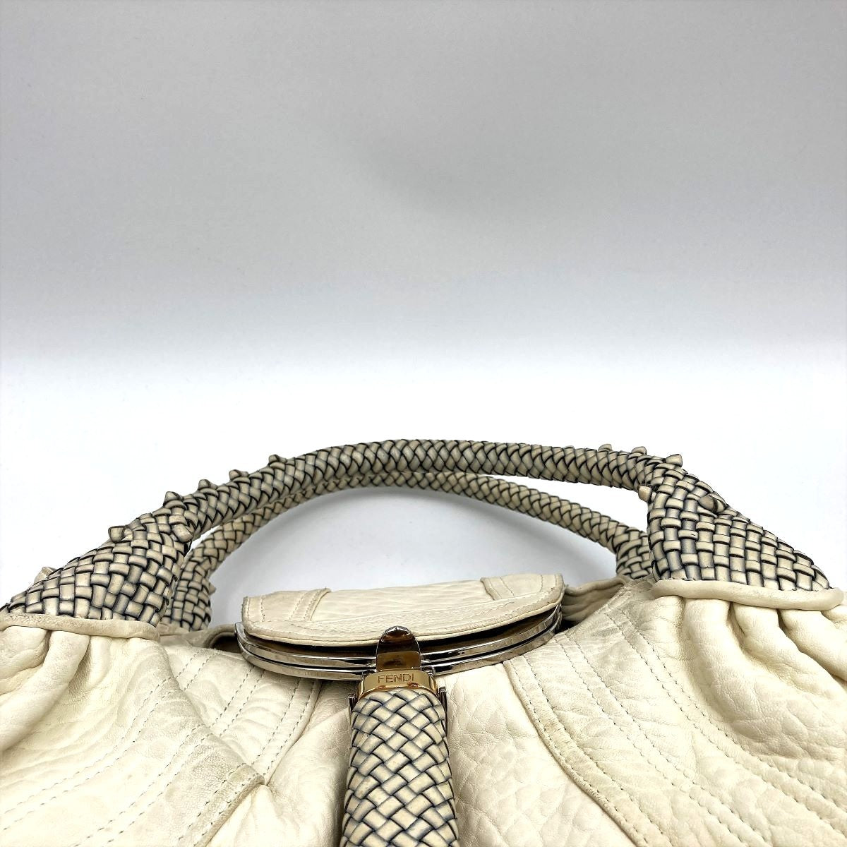 [CLEARANCE]Fendi 8BR511 Spy Bag Handbag in Beige, Ivory, and White PRE-OWNED