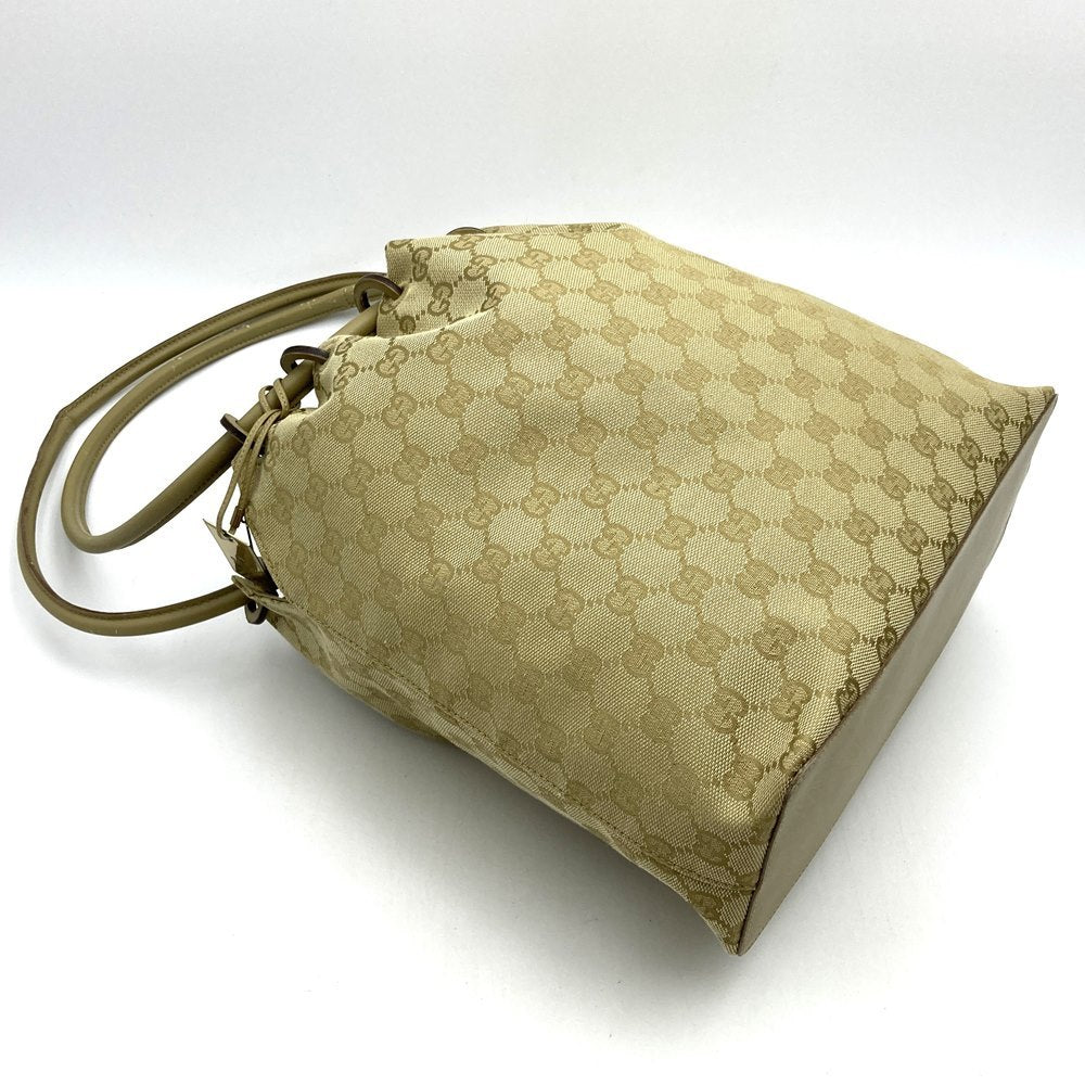 Gucci 90644 Shoulder Bag with Pouch, Beige GG Canvas with Gold Hardware PRE-OWNED
