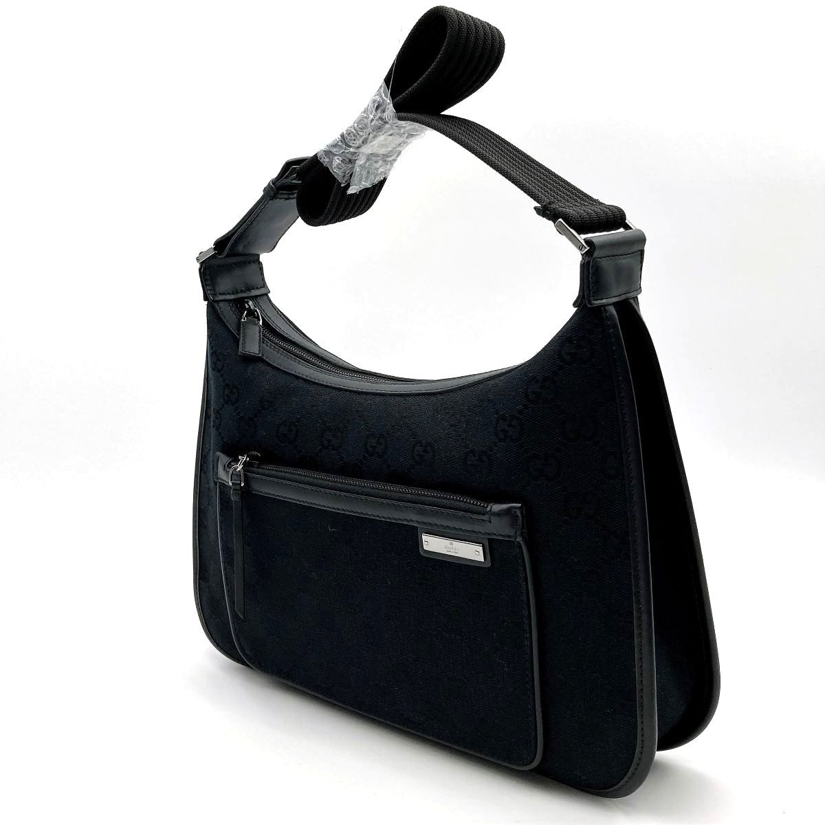 Gucci 001 4198 Shoulder Bag in GG Canvas, Black PRE-OWNED