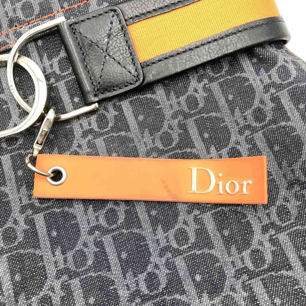 Dior Trotter Flight Line Tote Bag Canvas/Leather Navy/Orange Pre-owned