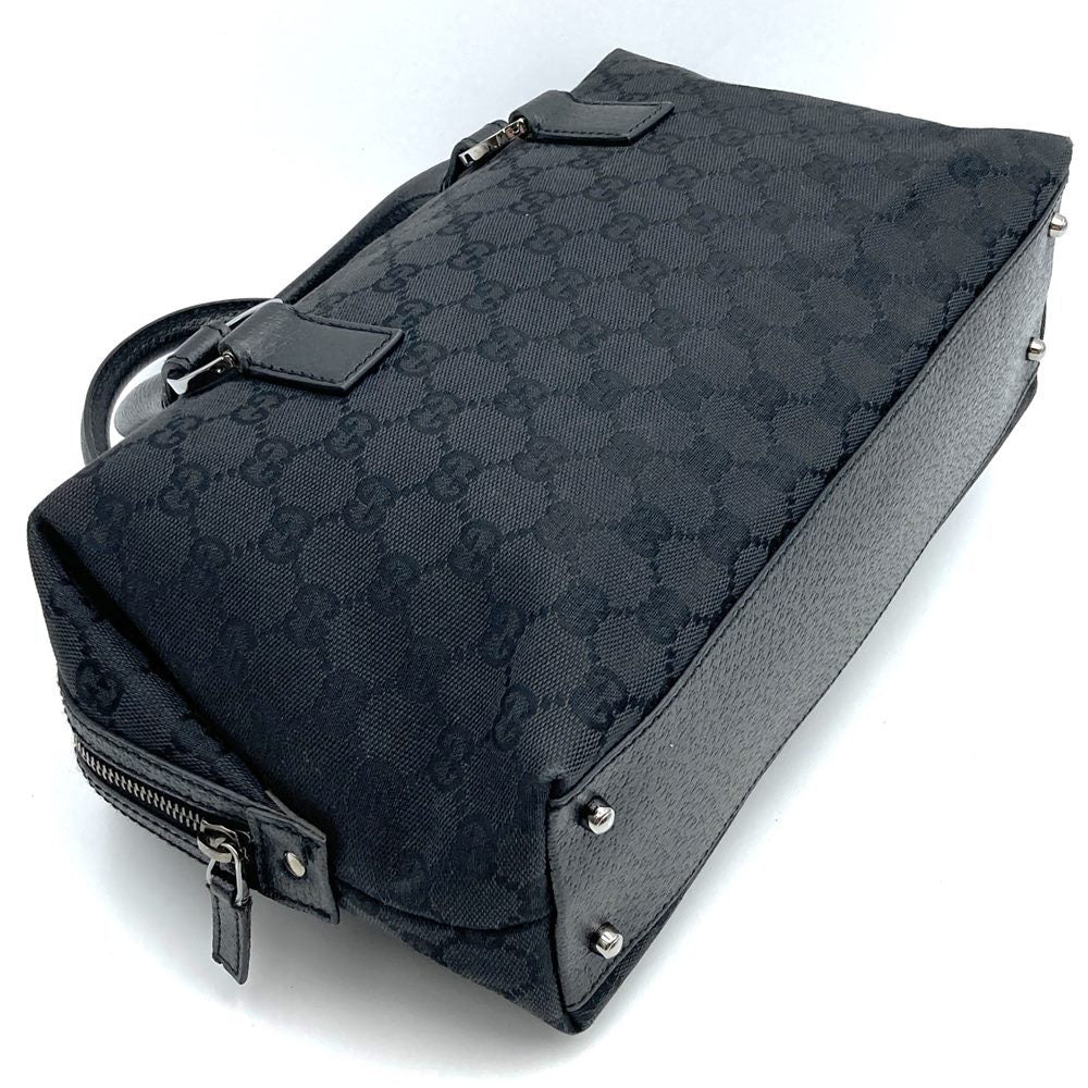 Gucci 113009 Handbag Black GG Canvas/Leather Luxury Brand PRE-OWNED