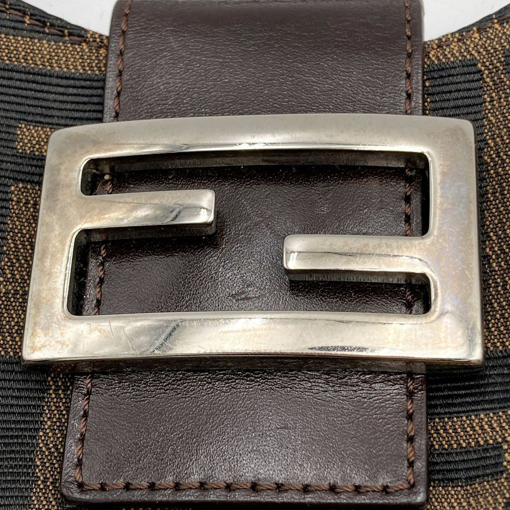 [CLEARANCE]Fendi Zucca Mini Mamma Bucket Mini Croissant Mini Handbag Pouch Nylon Brown PRE-OWNED