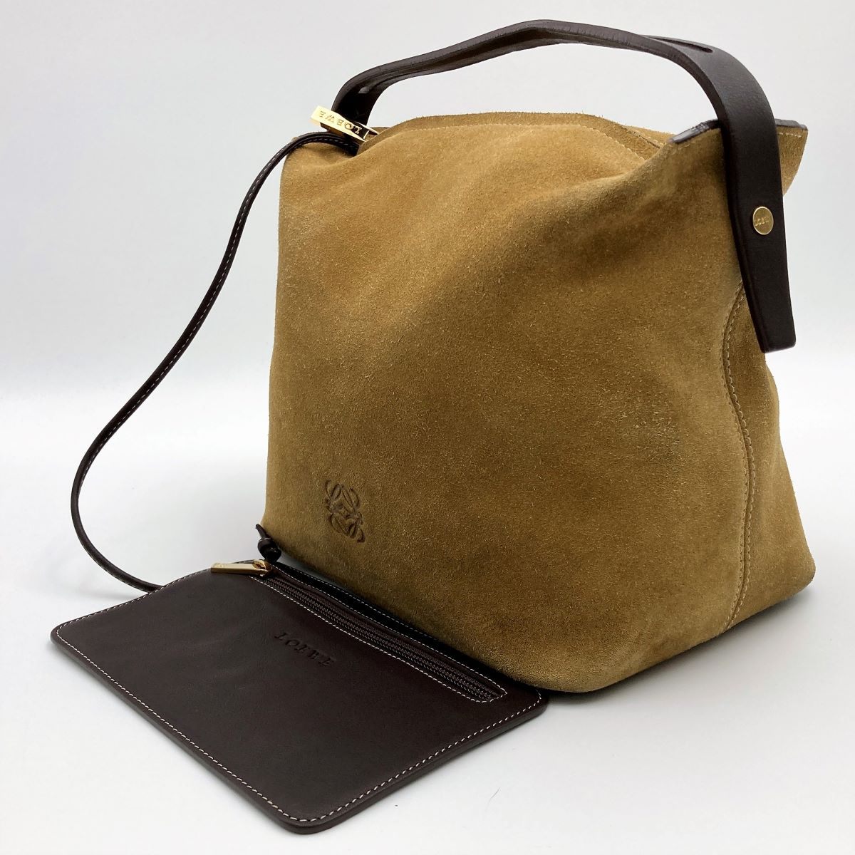 Loewe Handbag Suede Beige Pre-owned