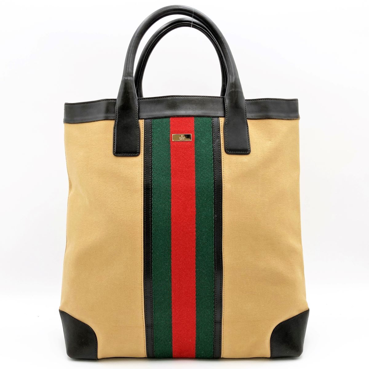 Gucci 002 1121 Sherry Line Tote Bag Canvas/Leather Brown Pre-owned