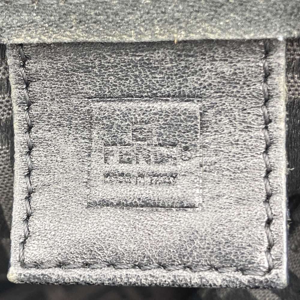 Fendi Zucchino Mini Bag Handbag Canvas Leather Brown Black PRE-OWNED
