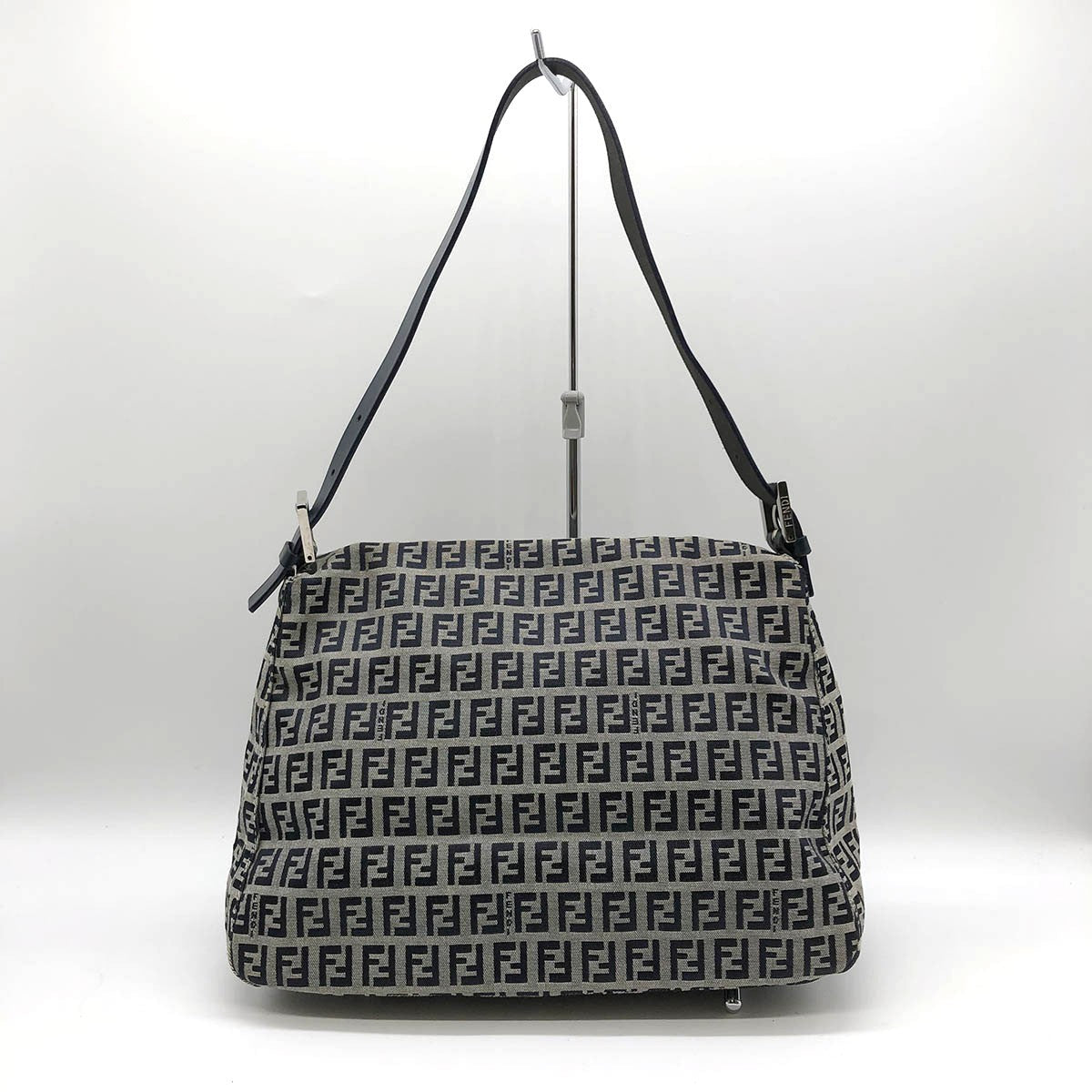 Fendi Zucchino Mamma Bucket Canvas Shoulder Bag in Navy PRE-OWNED