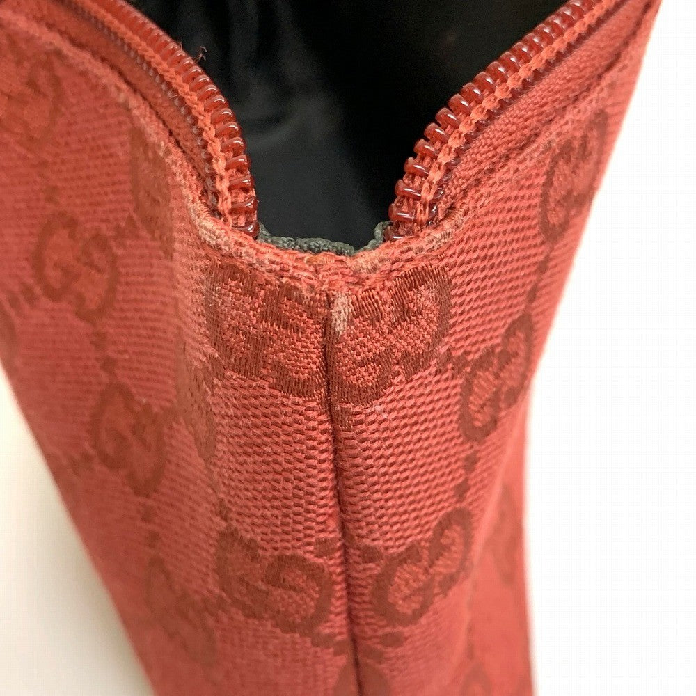 Gucci 115237 Pouch, Accessory Case, Makeup Pouch, Cosmetic Case, GG Canvas, Red PRE-OWNED