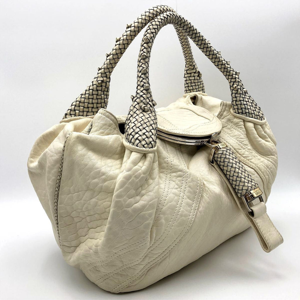 [CLEARANCE]Fendi 8BR511 Spy Bag Handbag in Beige, Ivory, and White PRE-OWNED