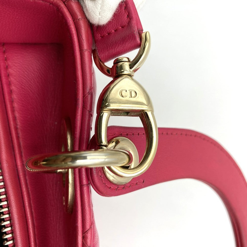 Dior Lady Dior Medium 2-Way Shoulder Bag/Handbag Leather Pink Pre-owned
