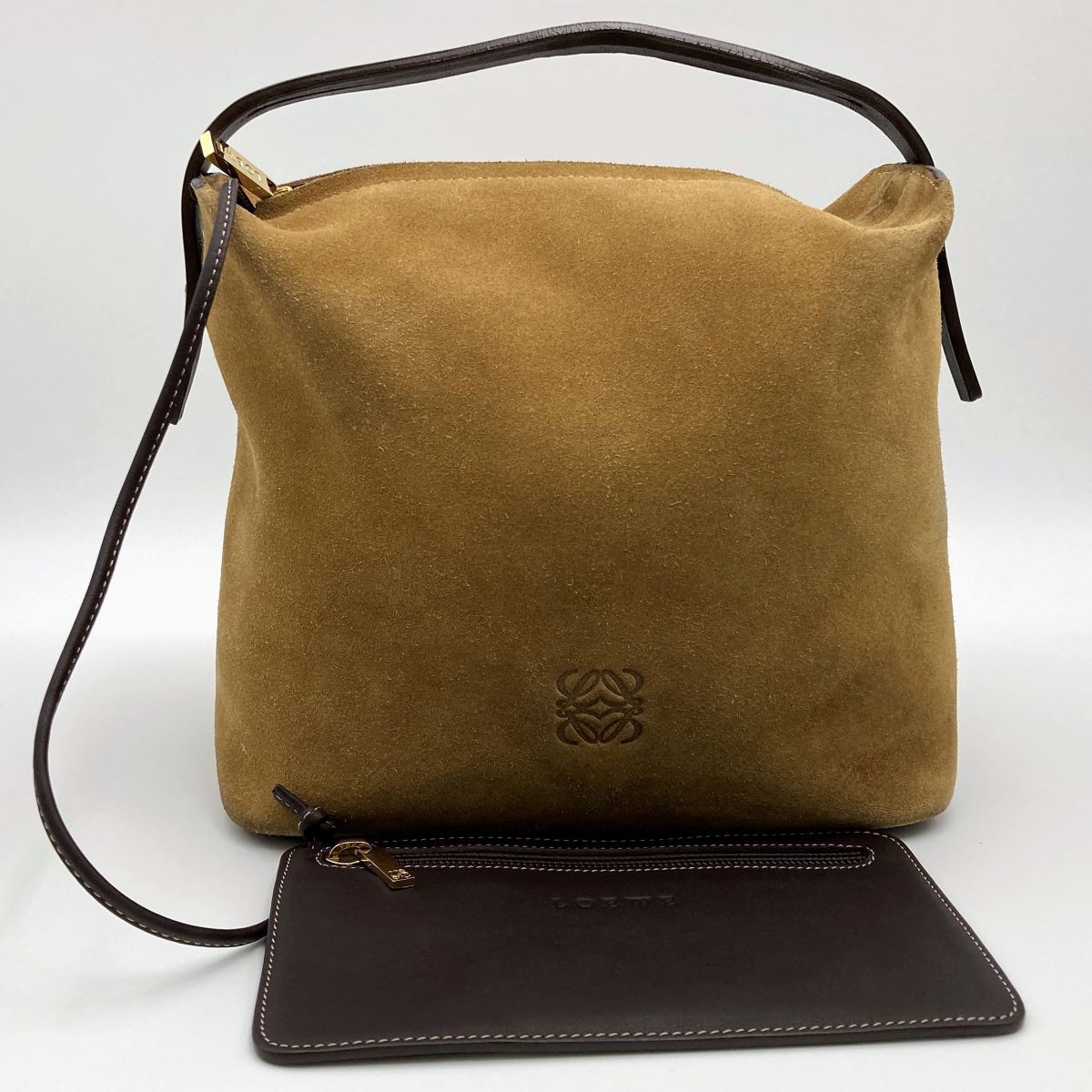 Loewe Handbag Suede Beige Pre-owned