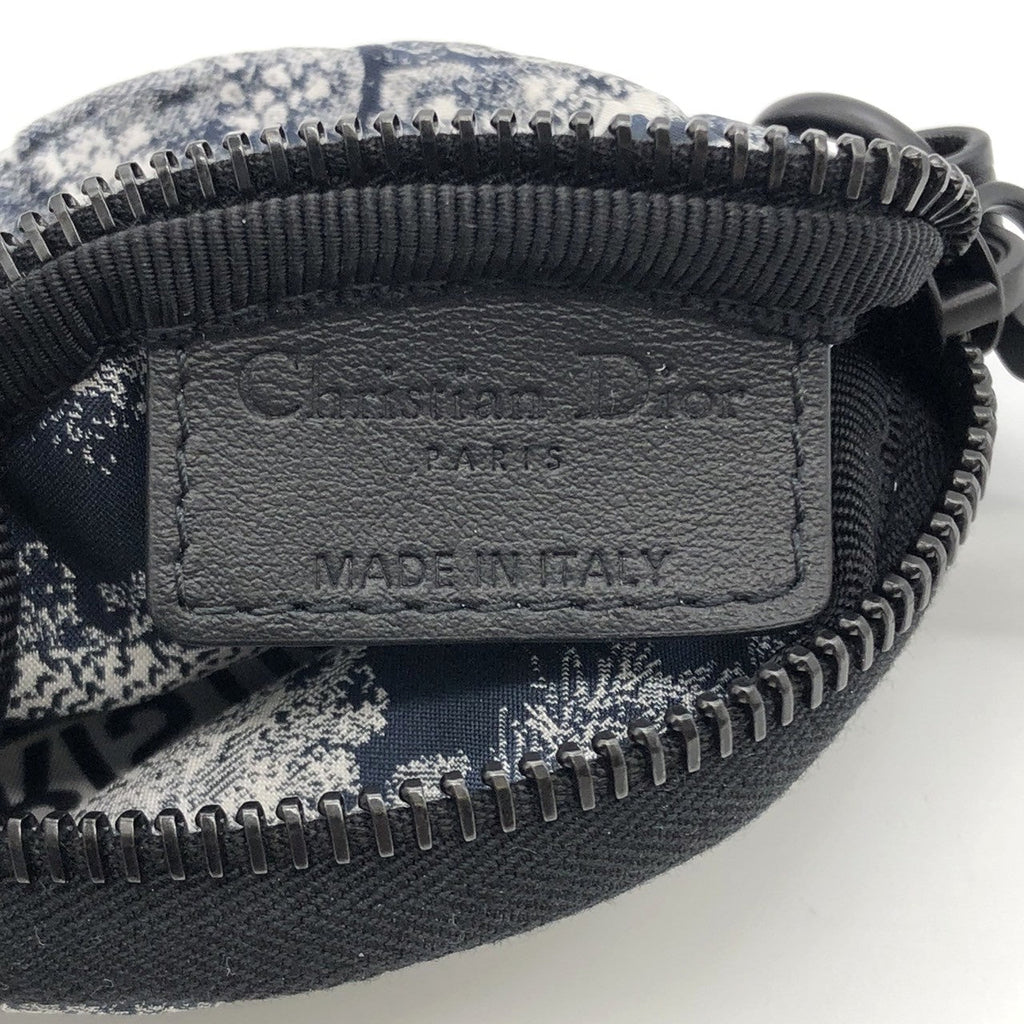 Christian Dior coin case in white/blue with tiger print on fabric PRE-OWNED
