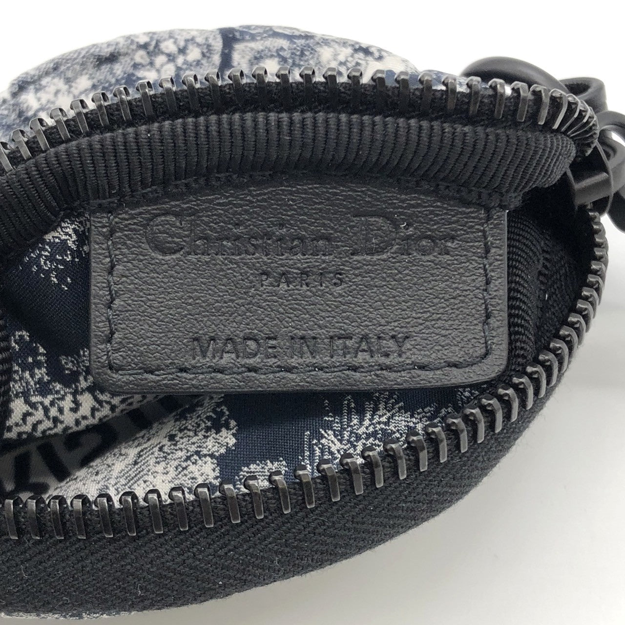 Christian Dior coin case in white/blue with tiger print on fabric PRE-OWNED
