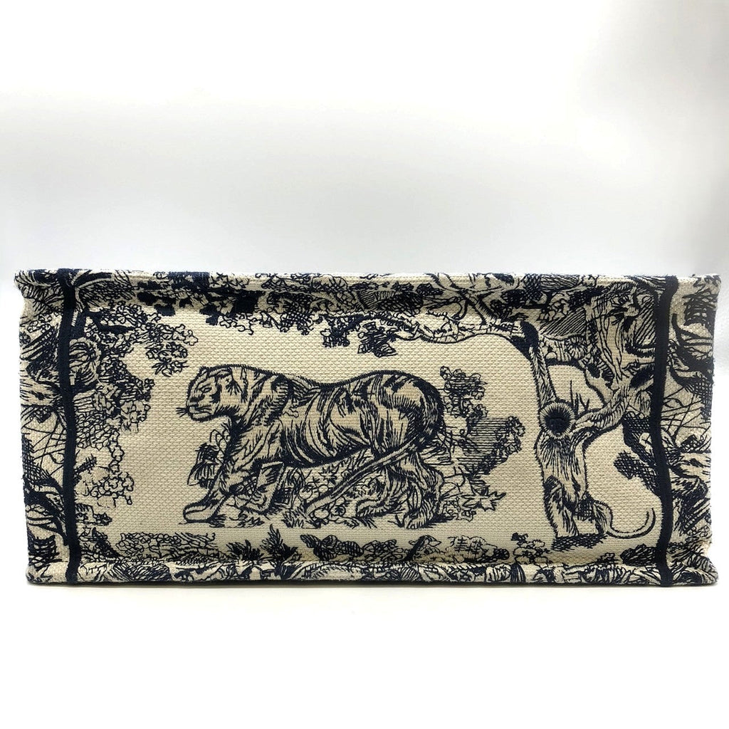 Christian Dior Book Tote Medium Toile de Jouy Sauvage Tote Bag Canvas Navy Pre-owned