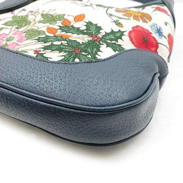 [CLEARANCE]Gucci New Jackie Flora 550152 Shoulder Bag, One-Handle Canvas, Navy, Floral Print PRE-OWNED