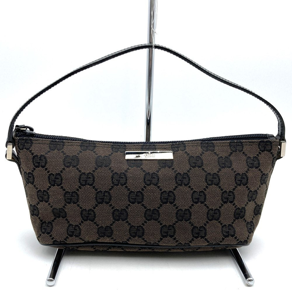 Gucci 002058 Pouch Accessory Pouch GG Canvas Brown/Black PRE-OWNED