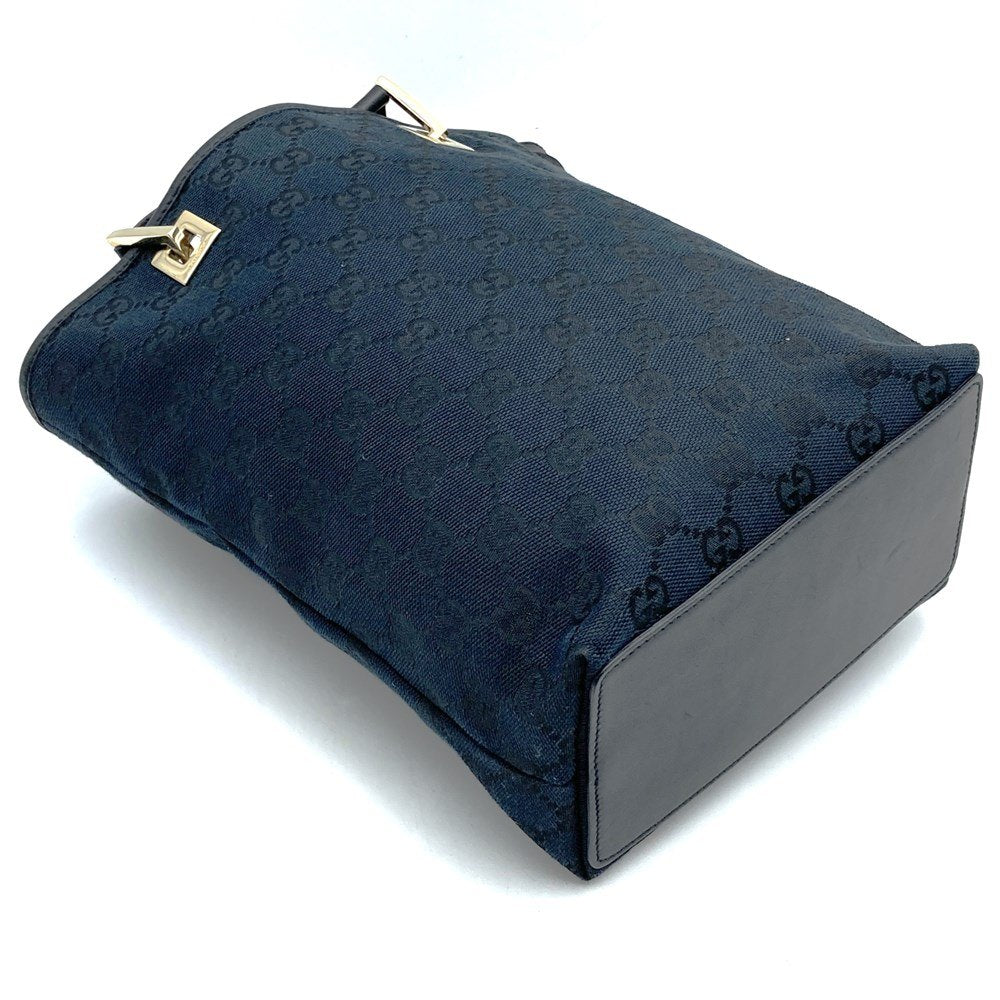 Gucci 002 1099 Small Tote Bag in Black GG Canvas/Leather, High-End Brand PRE-OWNED