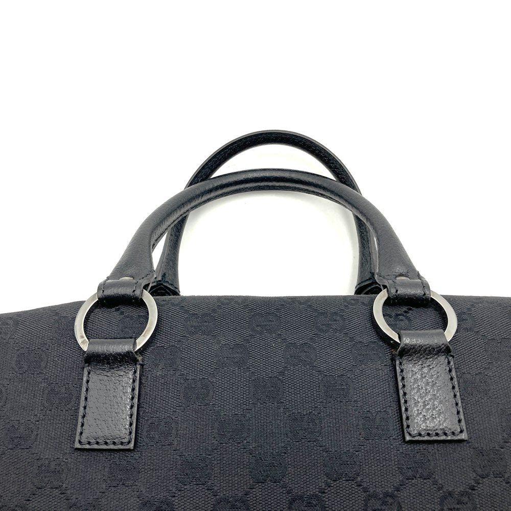 Gucci 113009 Handbag Black GG Canvas/Leather Luxury Brand PRE-OWNED