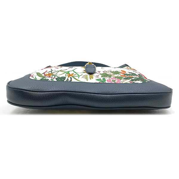 [CLEARANCE]Gucci New Jackie Flora 550152 Shoulder Bag, One-Handle Canvas, Navy, Floral Print PRE-OWNED