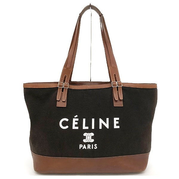 Celine S-SN-1120/S-PA-1011 Tote Bag/Shoulder Bag Canvas/Leather Black/Brown Pre-owned