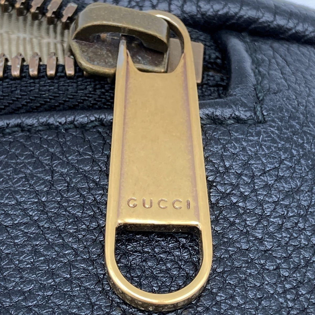 [CLEARANCE]Gucci 493869 Sherry Line Waist Bag/Waist Pouch in Black Leather PRE-OWNED