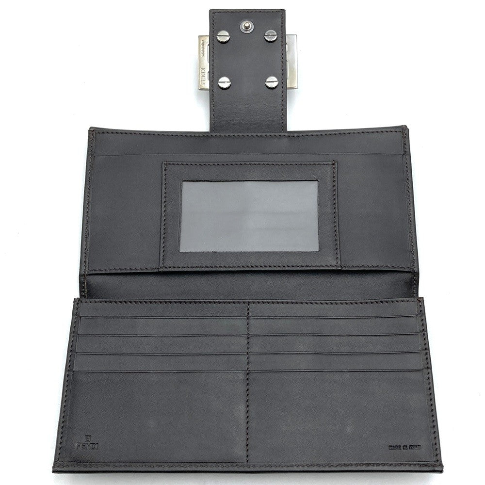 Fendi 8M0032 Zucchino Long Wallet Canvas Dark Brown Pre-owned
