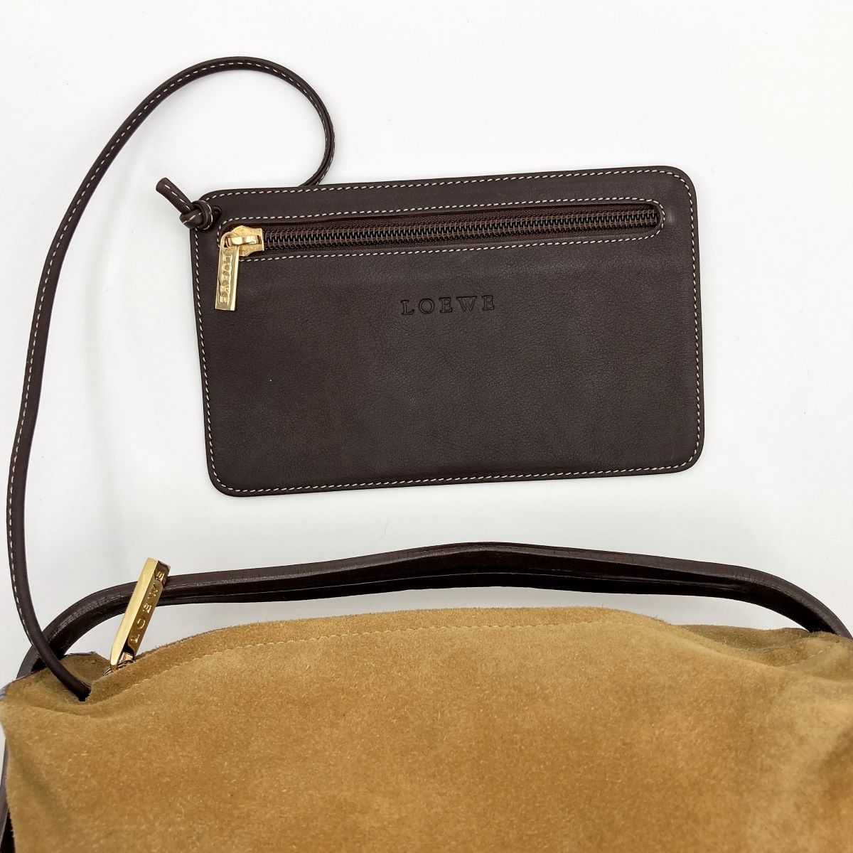 Loewe Handbag Suede Beige Pre-owned