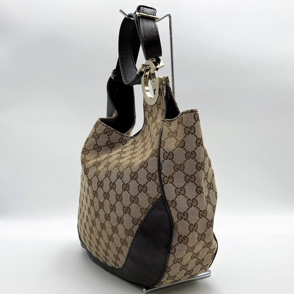 Gucci 203503 Charlotte Shoulder Bag in GG Canvas and Leather, Brown PRE-OWNED