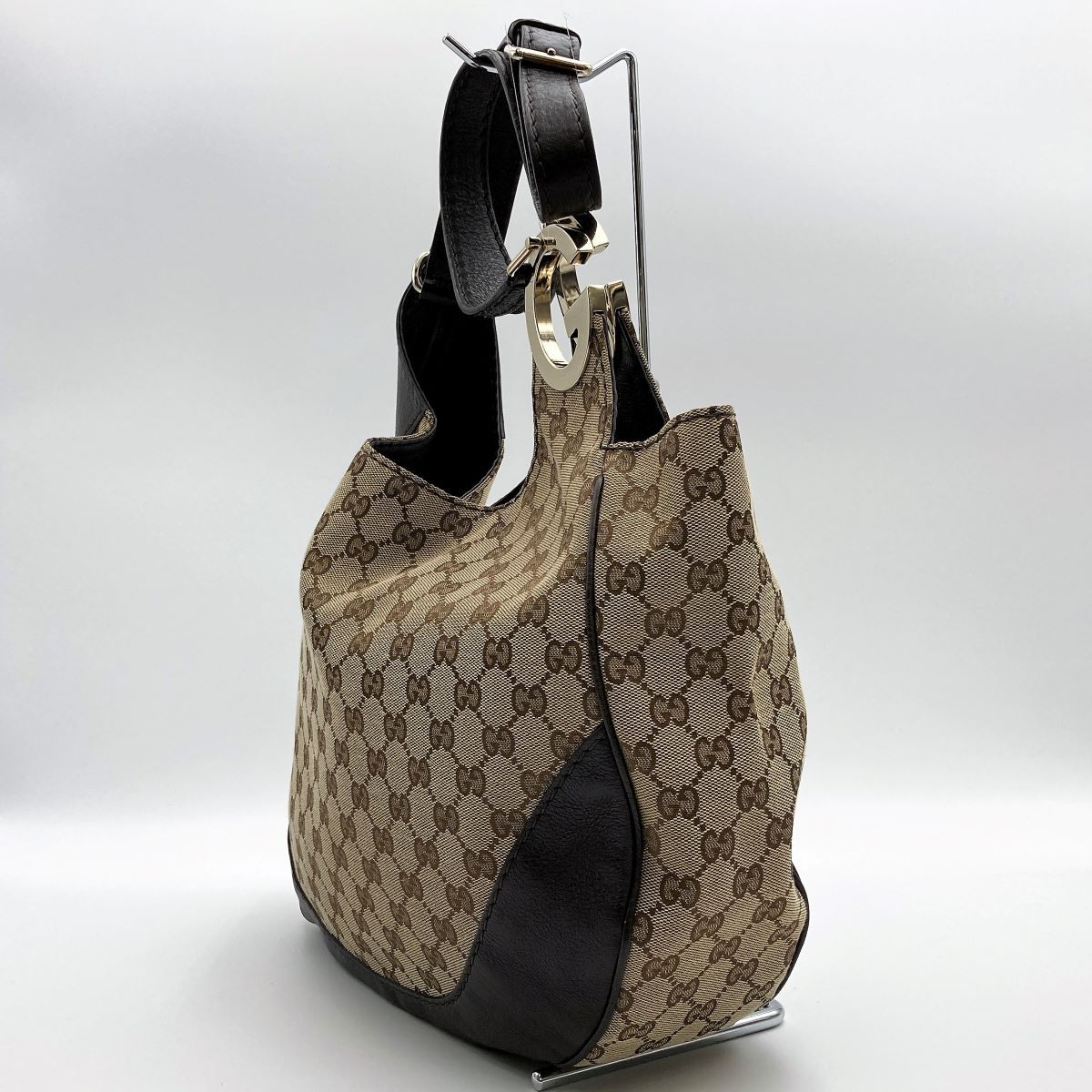 Gucci 203503 Charlotte Shoulder Bag in GG Canvas and Leather, Brown PRE-OWNED