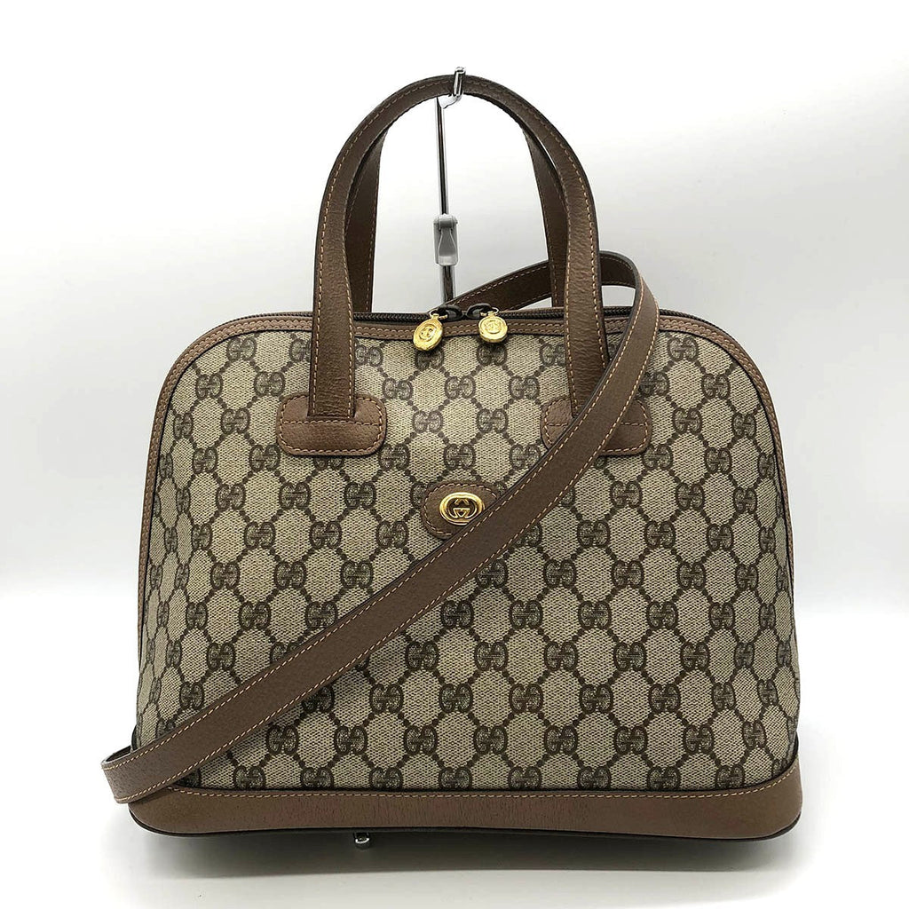 Gucci 000 40 GG Supreme 2-Way Handbag/Shoulder Bag Beige/Brown Pre-owned