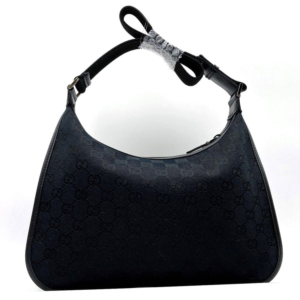 Gucci 001 4198 Shoulder Bag in GG Canvas, Black PRE-OWNED