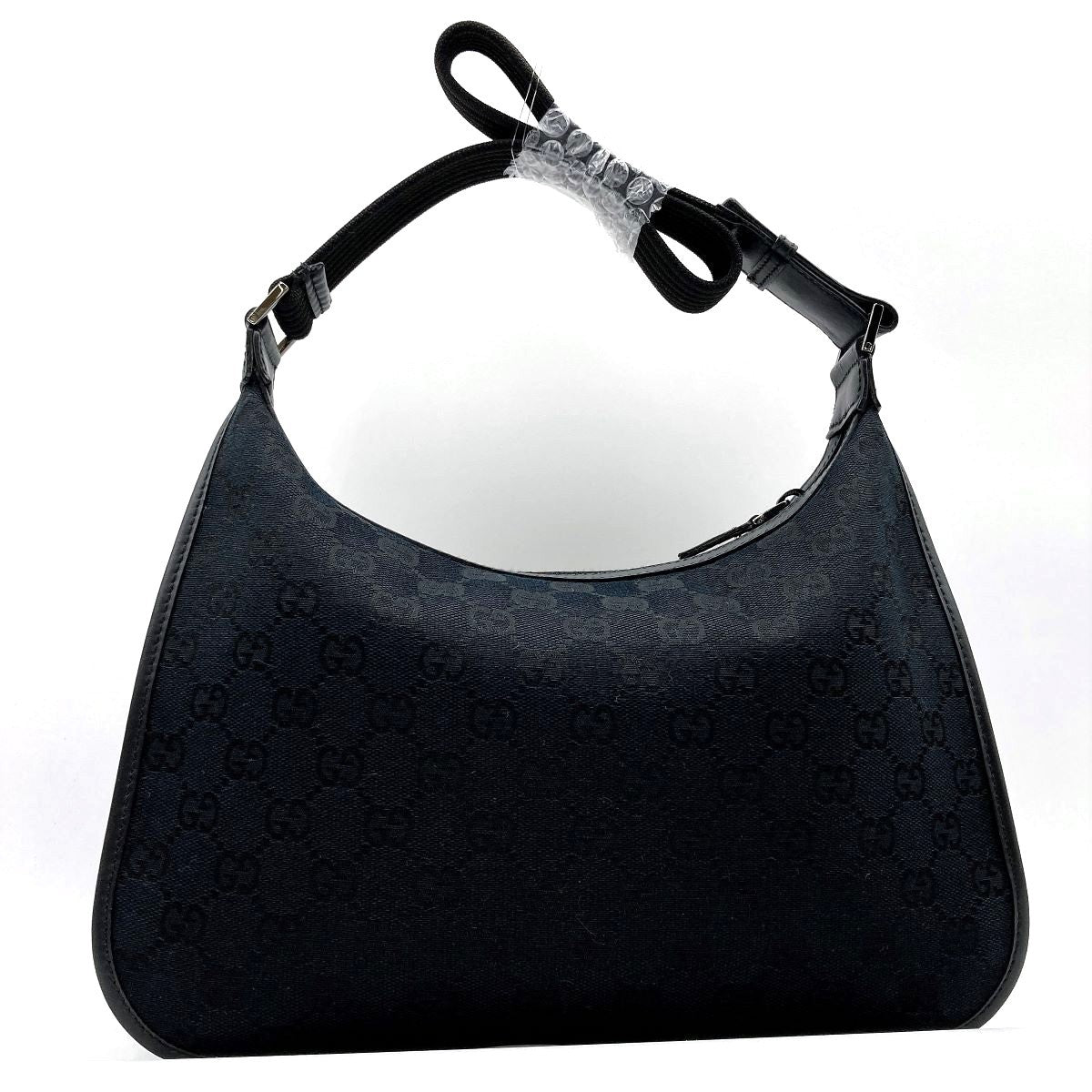 Gucci 001 4198 Shoulder Bag in GG Canvas, Black PRE-OWNED