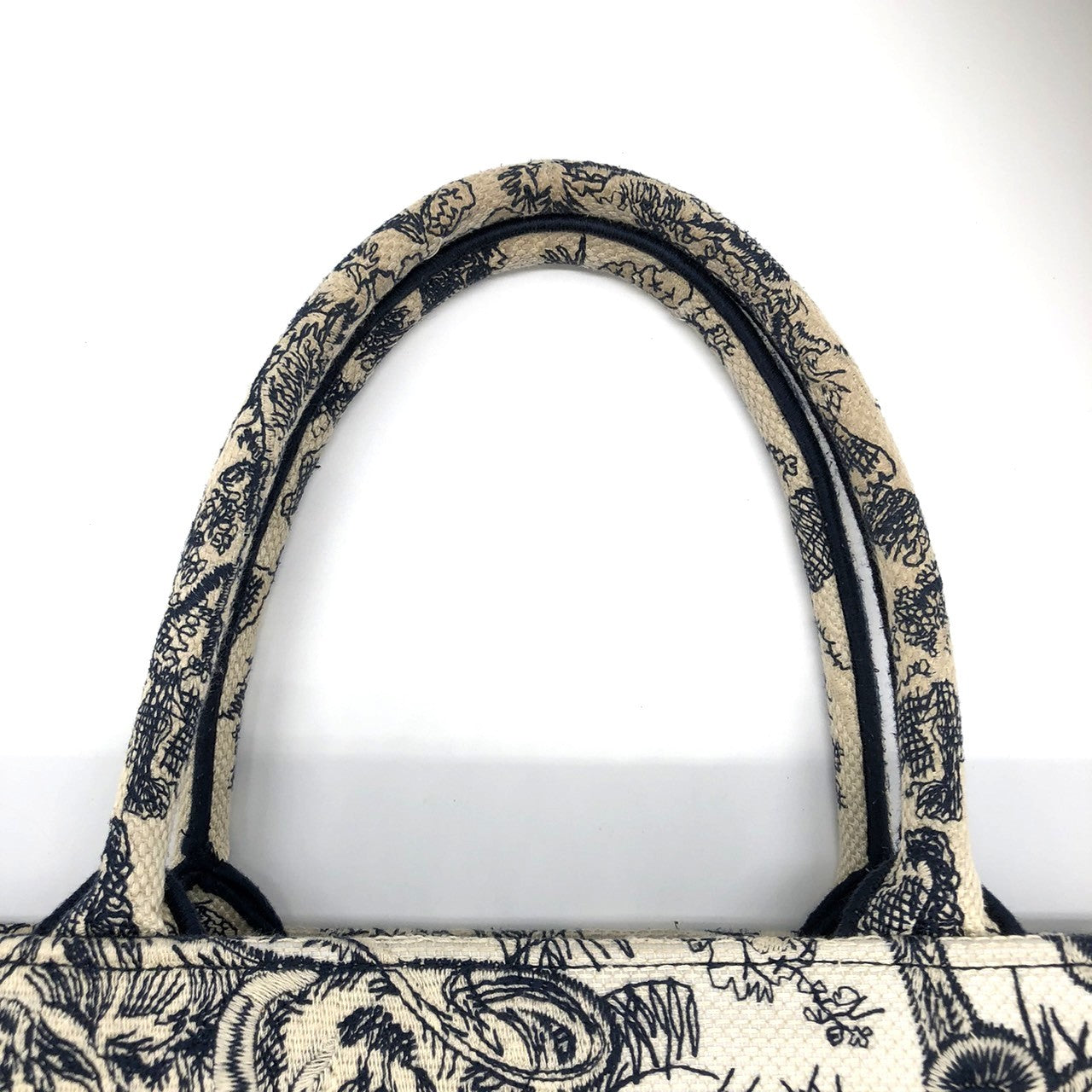 Christian Dior Book Tote Medium Toile de Jouy Sauvage Tote Bag Canvas Navy Pre-owned