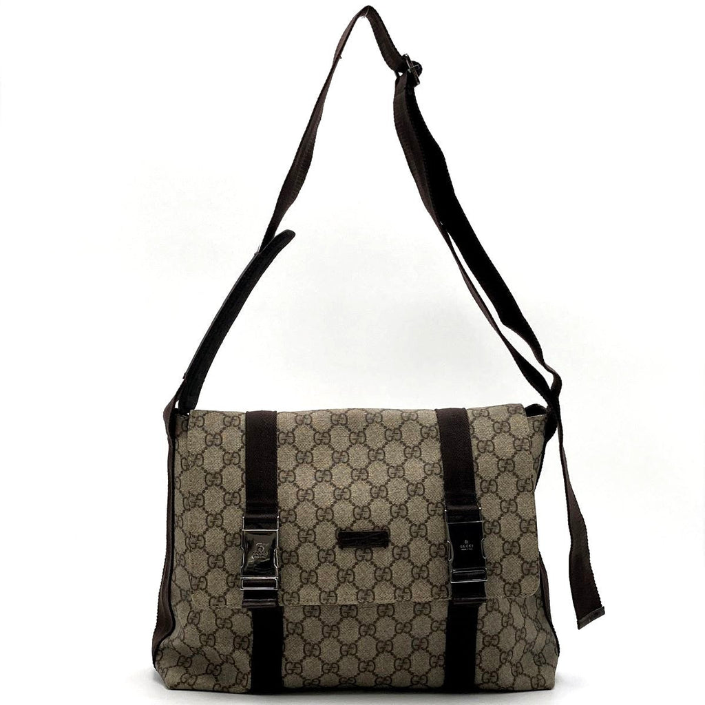 Gucci 122373 GG Supreme Messenger Shoulder Bag Brown Pre-owned