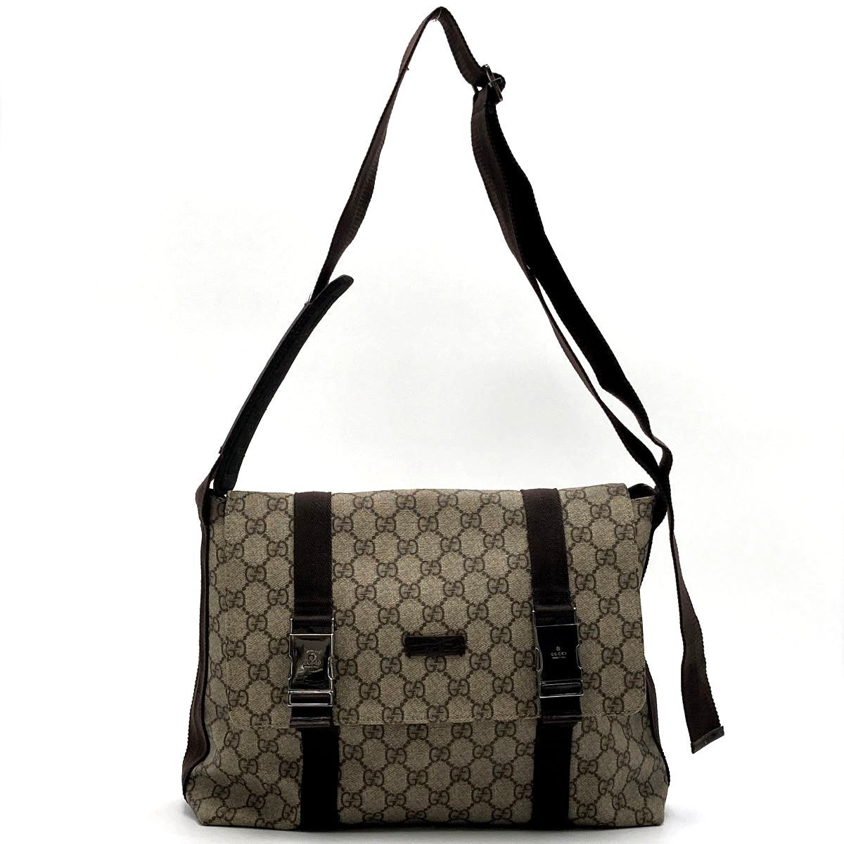 Gucci 122373 GG Supreme Messenger Shoulder Bag Brown Pre-owned
