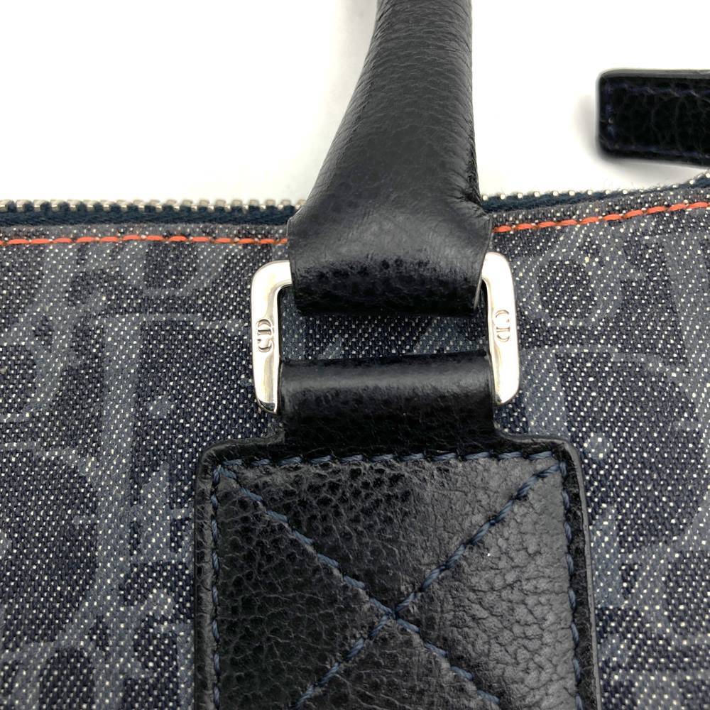 Dior Trotter Flight Line Tote Bag Canvas/Leather Navy/Orange Pre-owned