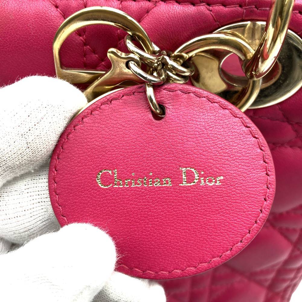 Dior Lady Dior Medium 2-Way Shoulder Bag/Handbag Leather Pink Pre-owned