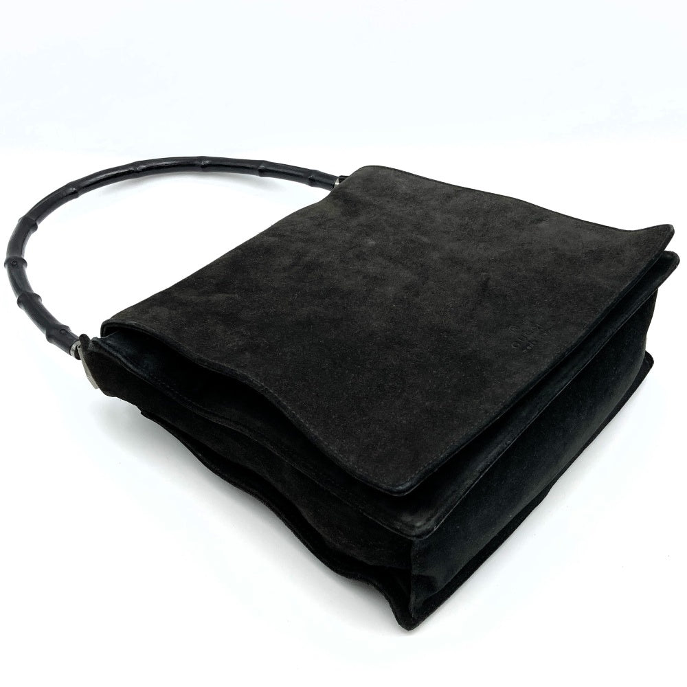 Gucci Bamboo Handbag/Shoulder Bag Suede Black Pre-owned