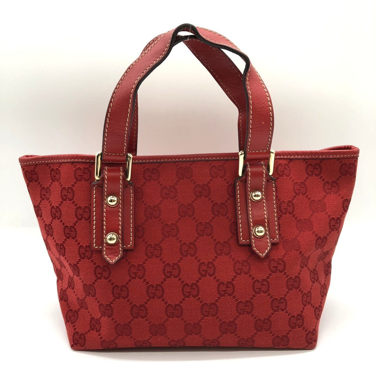 Gucci 257249 Handbag Mini Bag Small Red GG Canvas/Leather PRE-OWNED