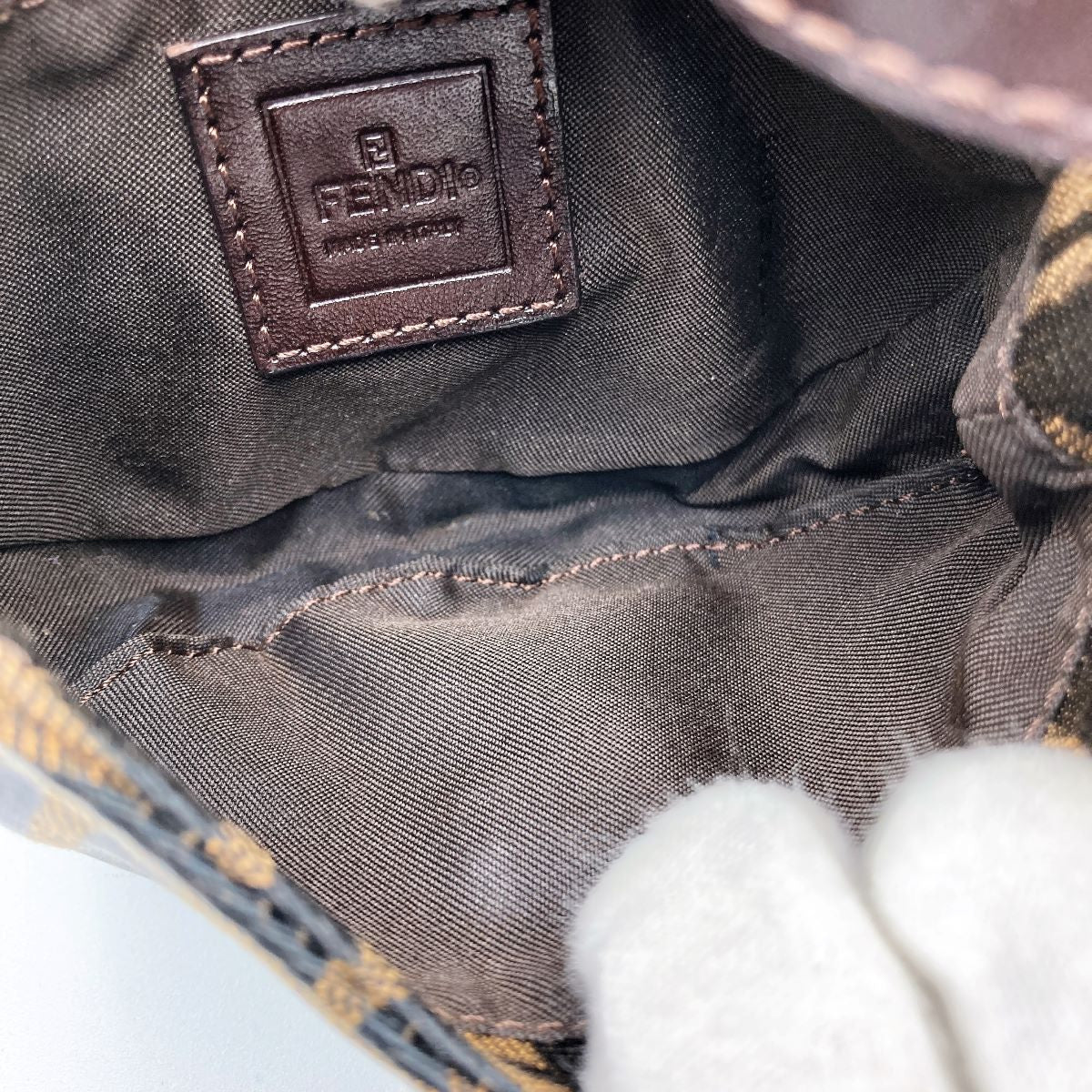 [CLEARANCE]Fendi Zucca Mini Mamma Bucket Mini Croissant Mini Handbag Pouch Nylon Brown PRE-OWNED