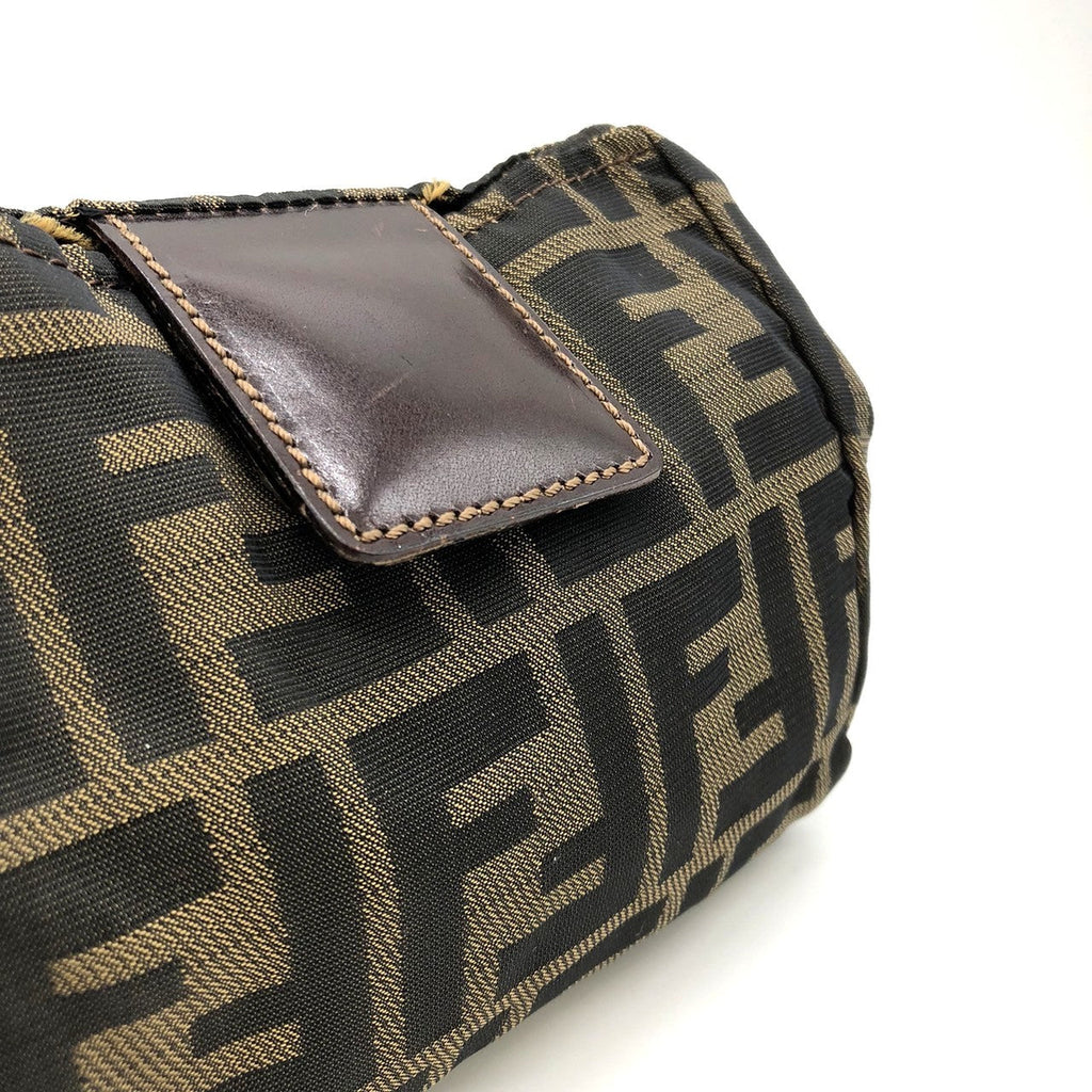 Fendi  Zucca 2241-26539-098 Pouch Khaki/Brown Nylon/Leather PRE-OWNED