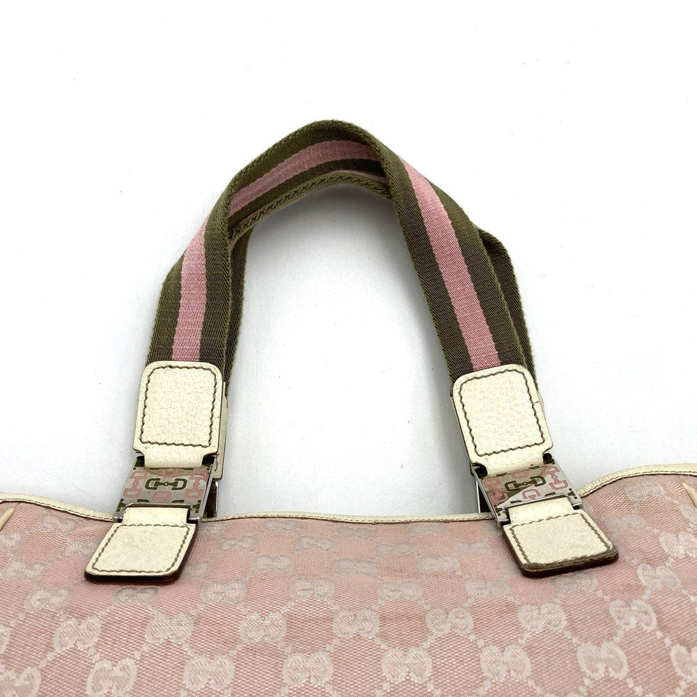 Gucci 145810 Sherry Line Tote Bag GG Canvas Pink Pre-owned