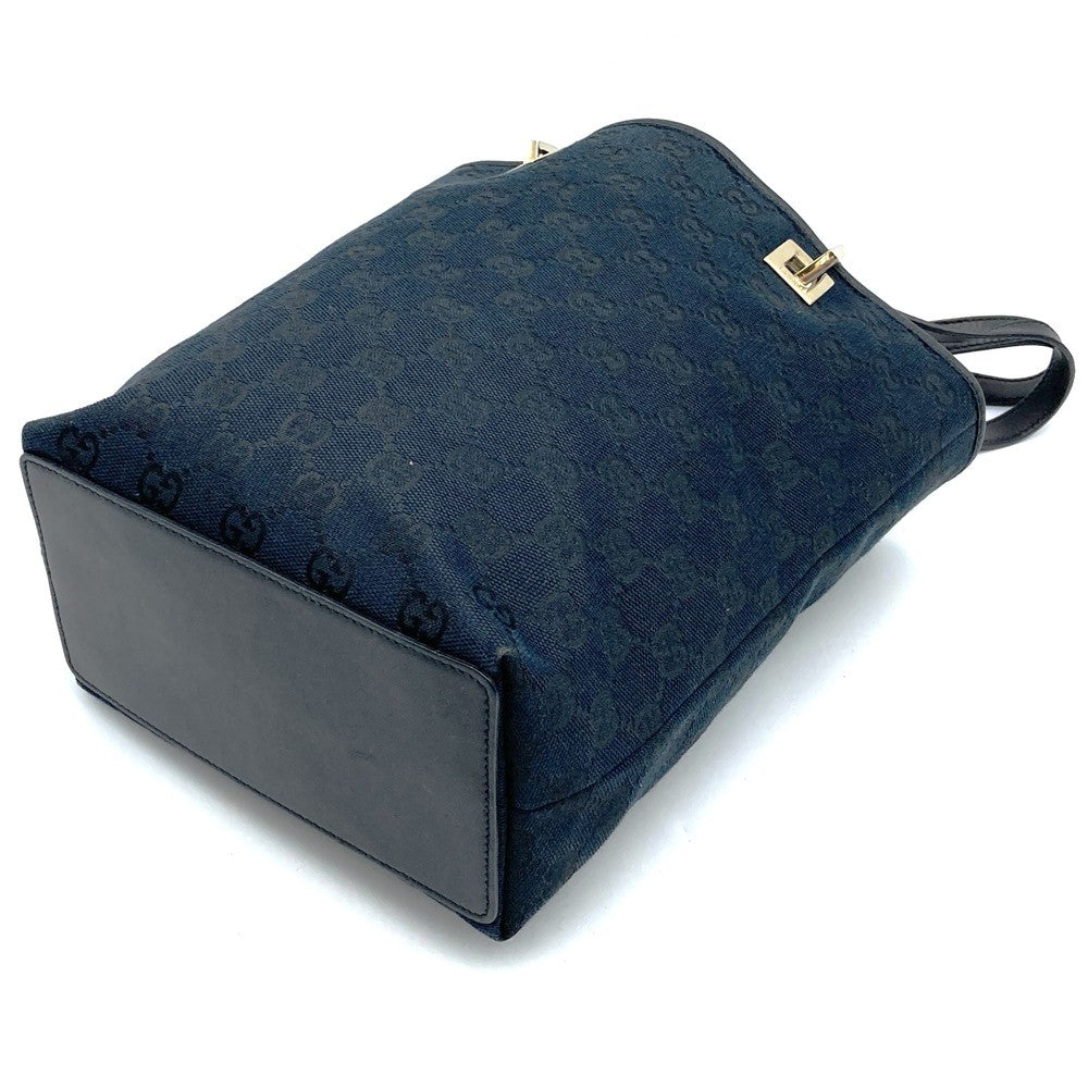 Gucci 002 1099 Small Tote Bag in Black GG Canvas/Leather, High-End Brand PRE-OWNED