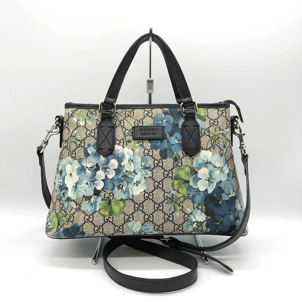 Gucci 429019 GG Blooms 2-Way Handbag/Shoulder Bag Brown/Blue Pre-owned